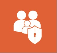 family with protective shield icon
